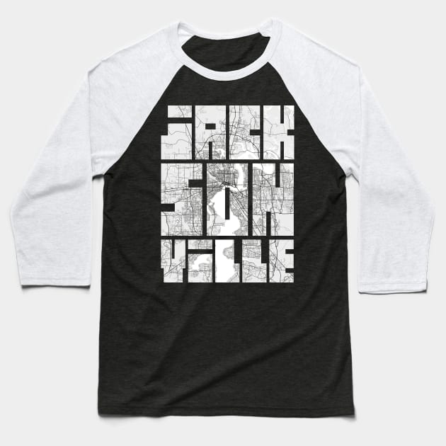 Jacksonville, USA City Map Typography - Light Baseball T-Shirt by deMAP Studio